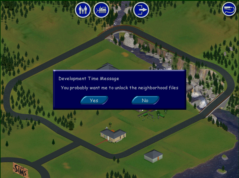 The Sims PC Development time message