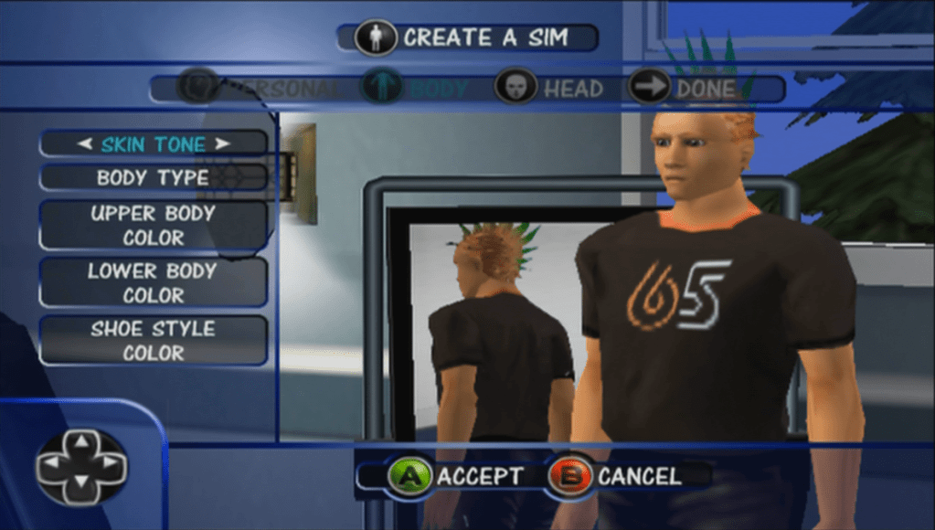The Sims XBox create a sim