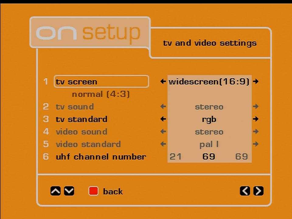 ONdigital tv video settings ONdigital tv video settings