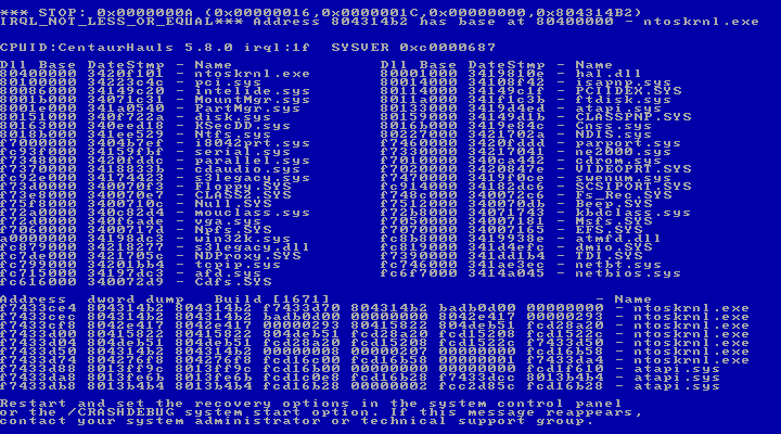 Windows NT5 BSOD