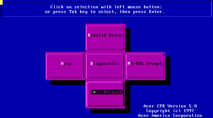 Acer recovery program