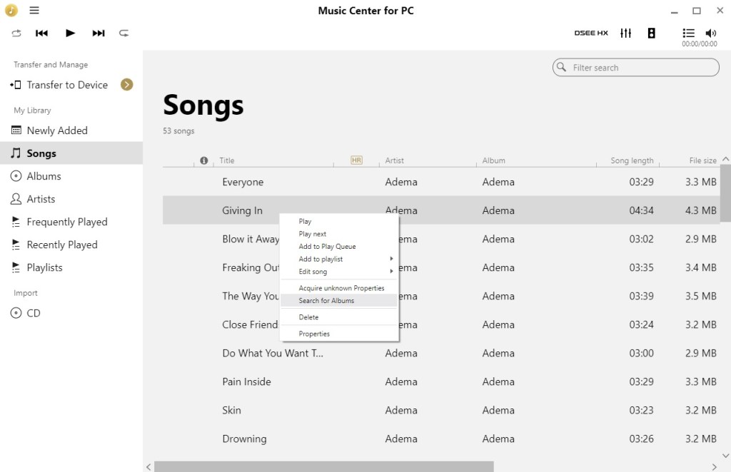 Sony Music Center for PC